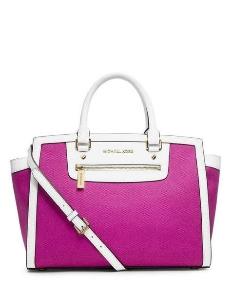 michael kors large selma fuschia|michael kors selma large satchel.